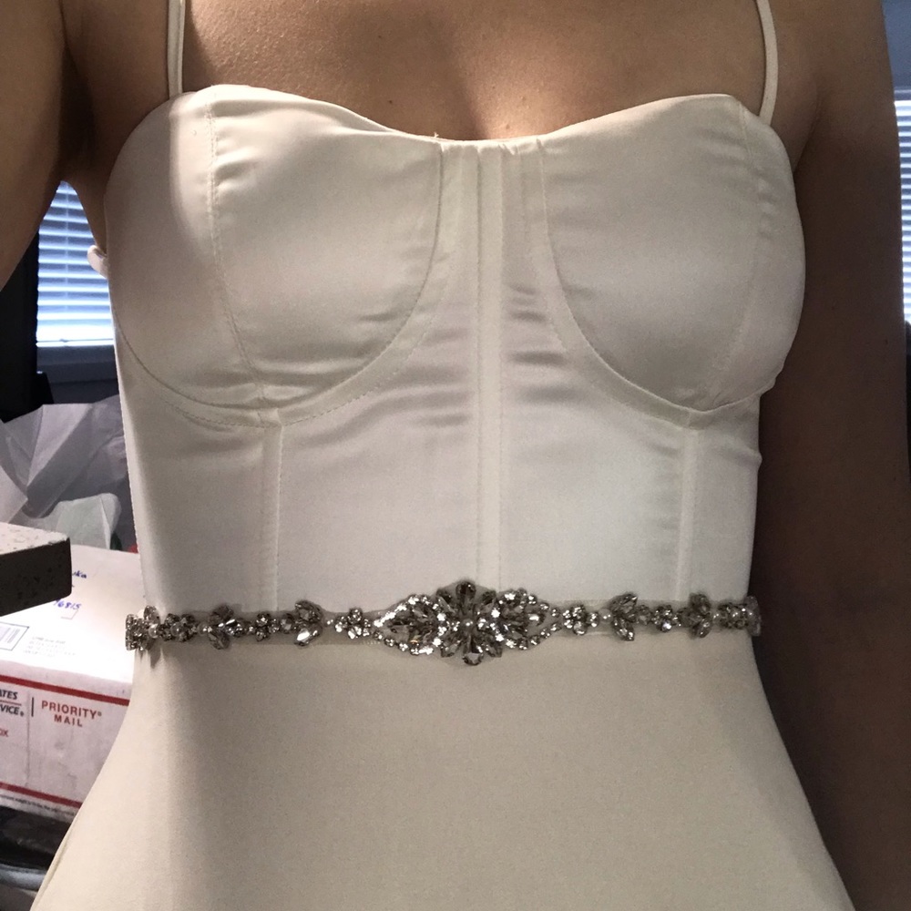 Lulus simple wedding dress with detachable shiny belt